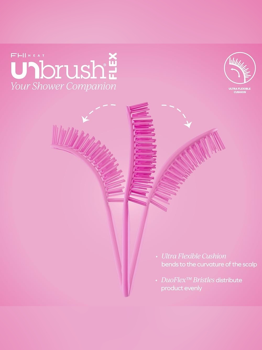 FHI Heat NEW PINK UNbrush Flex Detangling Brush Ultra Flexible Wet/Dry Hairbrush - Picture 8 of 12